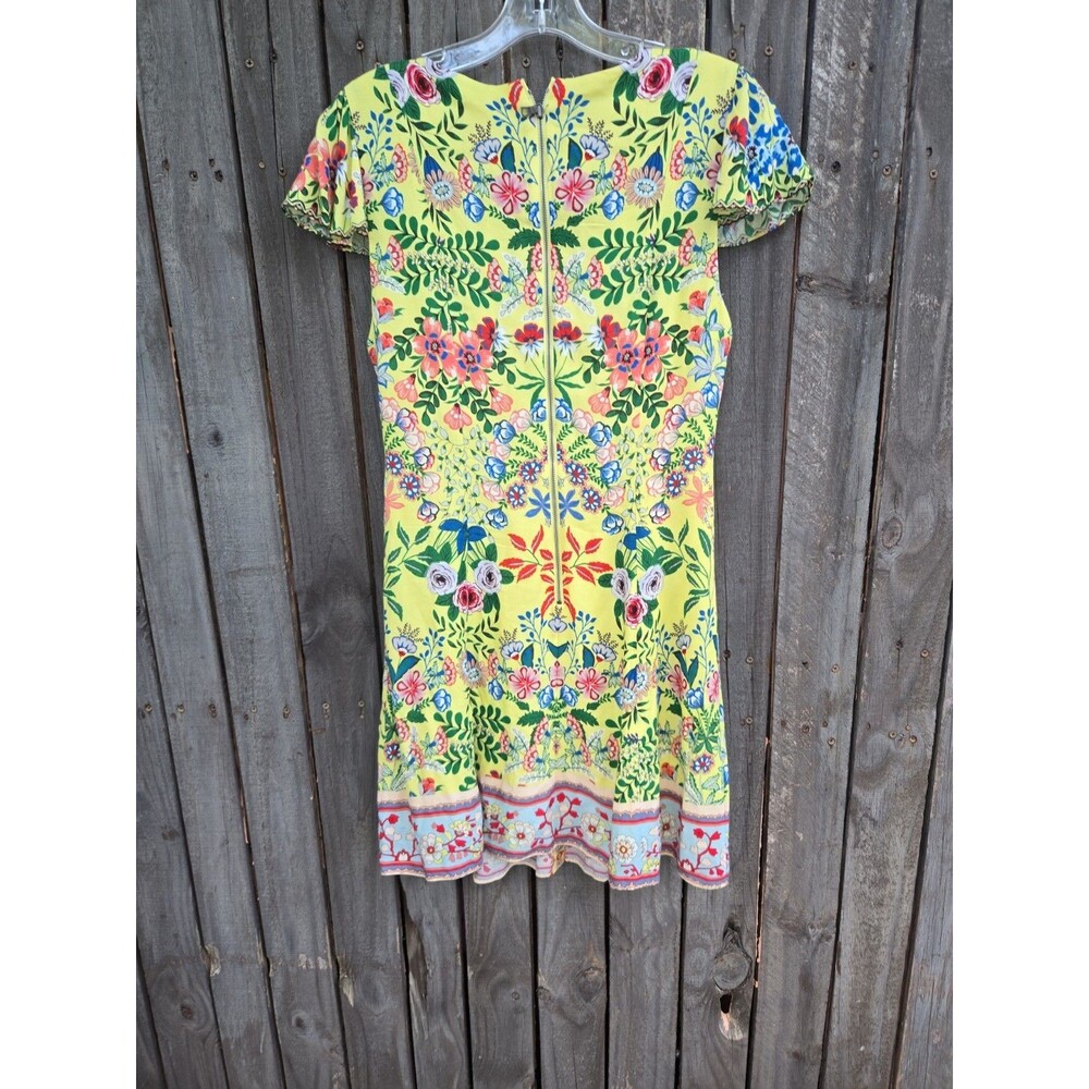 ALICE + OLIVIA Hadley Floral Mini Dress Women's Size 4 Half Button V-neck - Picture 4 of 9